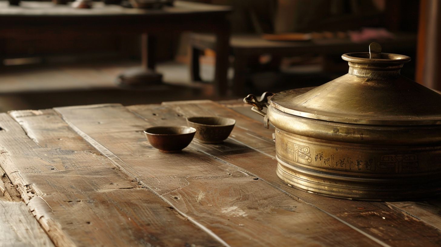 Chinese herb cooking stove on table