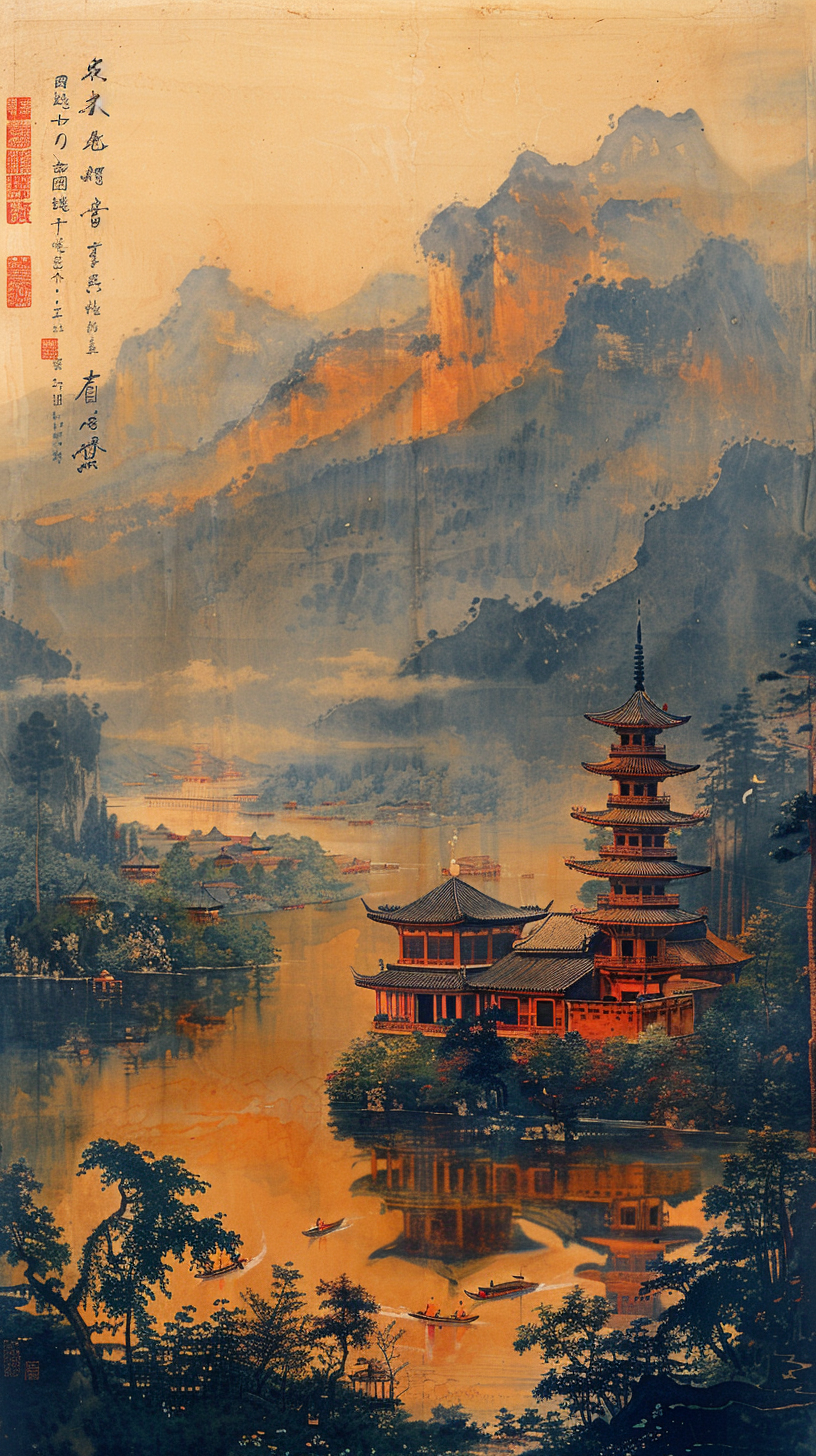 Chinese ink landscape painting Song