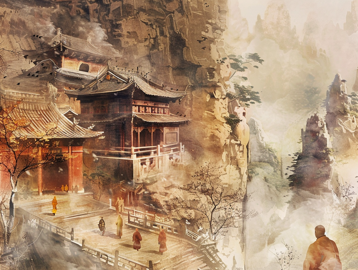 Monks in Ancient Chinese Landscape Painting