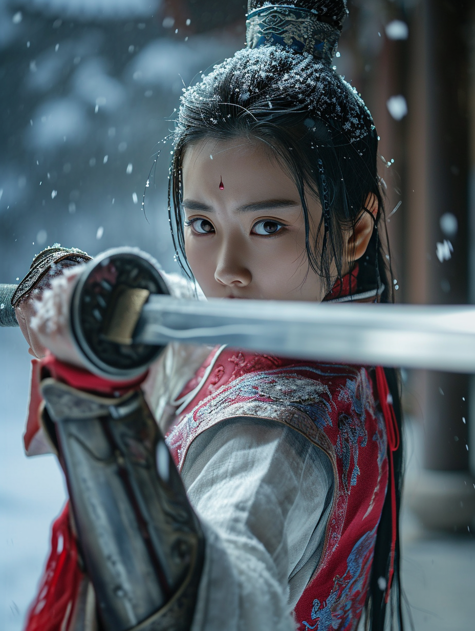 Chinese longsword girl in Tang Dynasty clothing