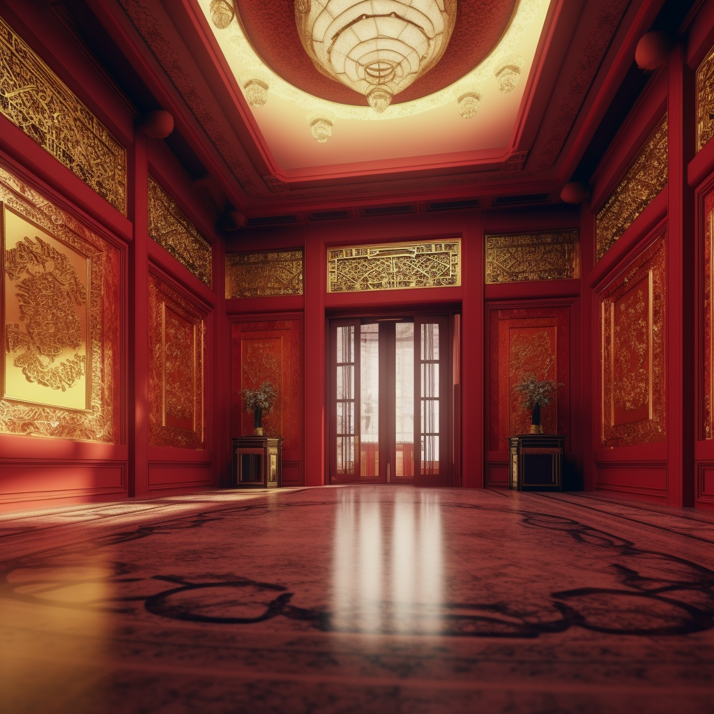 Luxurious Chinese Lunar New Year Lobby Background