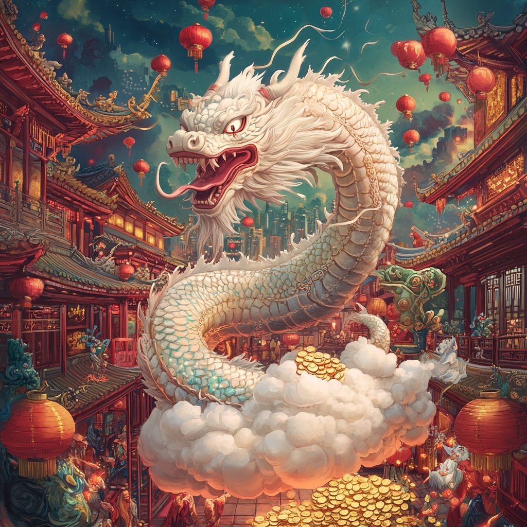 Mythical Chinese Naga Dragon Serpent Illustration