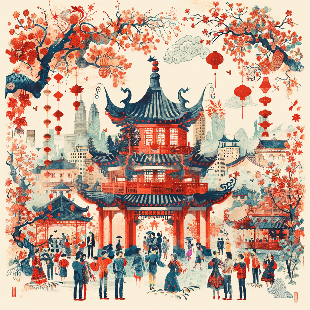 Chinese New Year celebration illustration