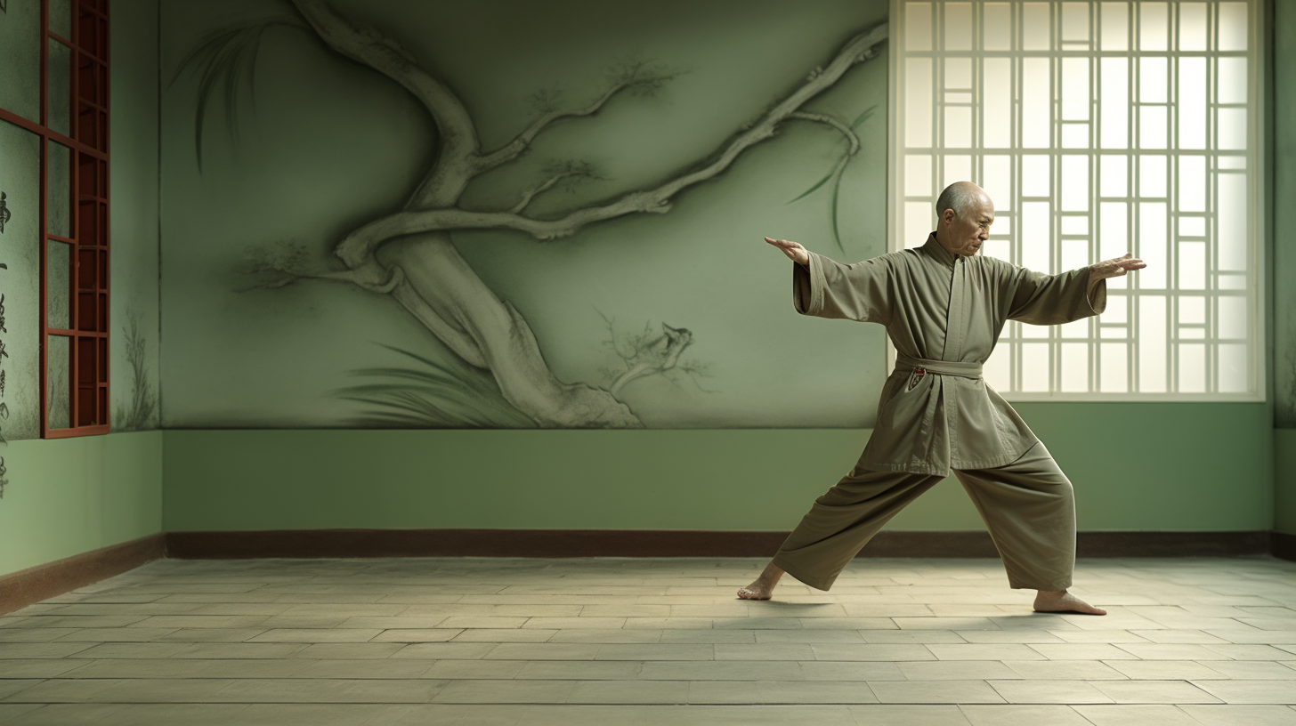 Elderly man practicing Tai Chi