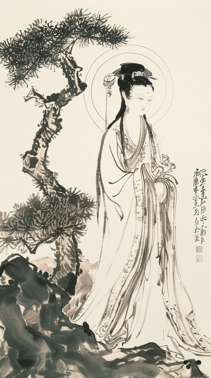 Guanyin Holding Willow Branch Painting