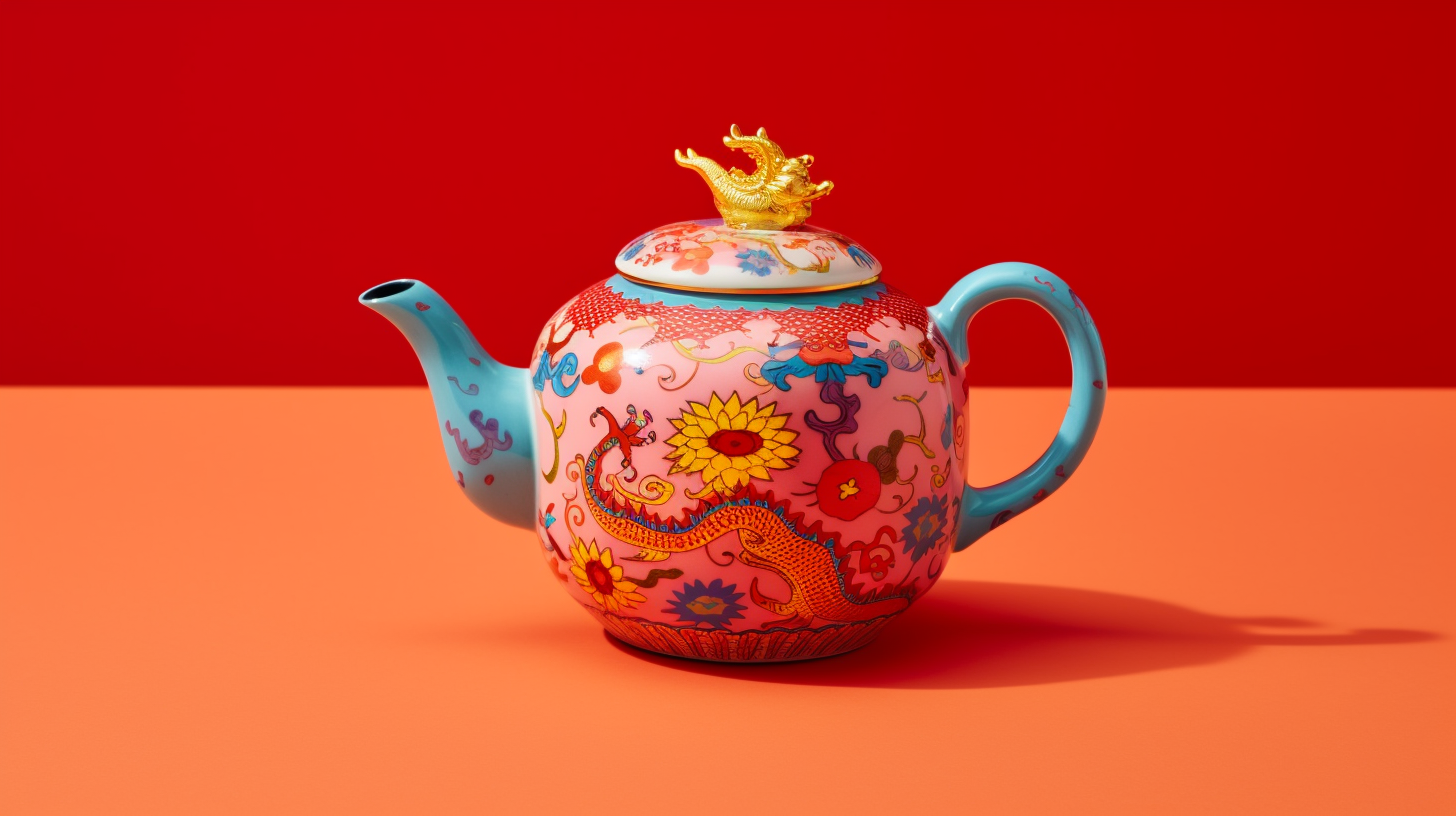 Intricate Chinese pattern on teapot