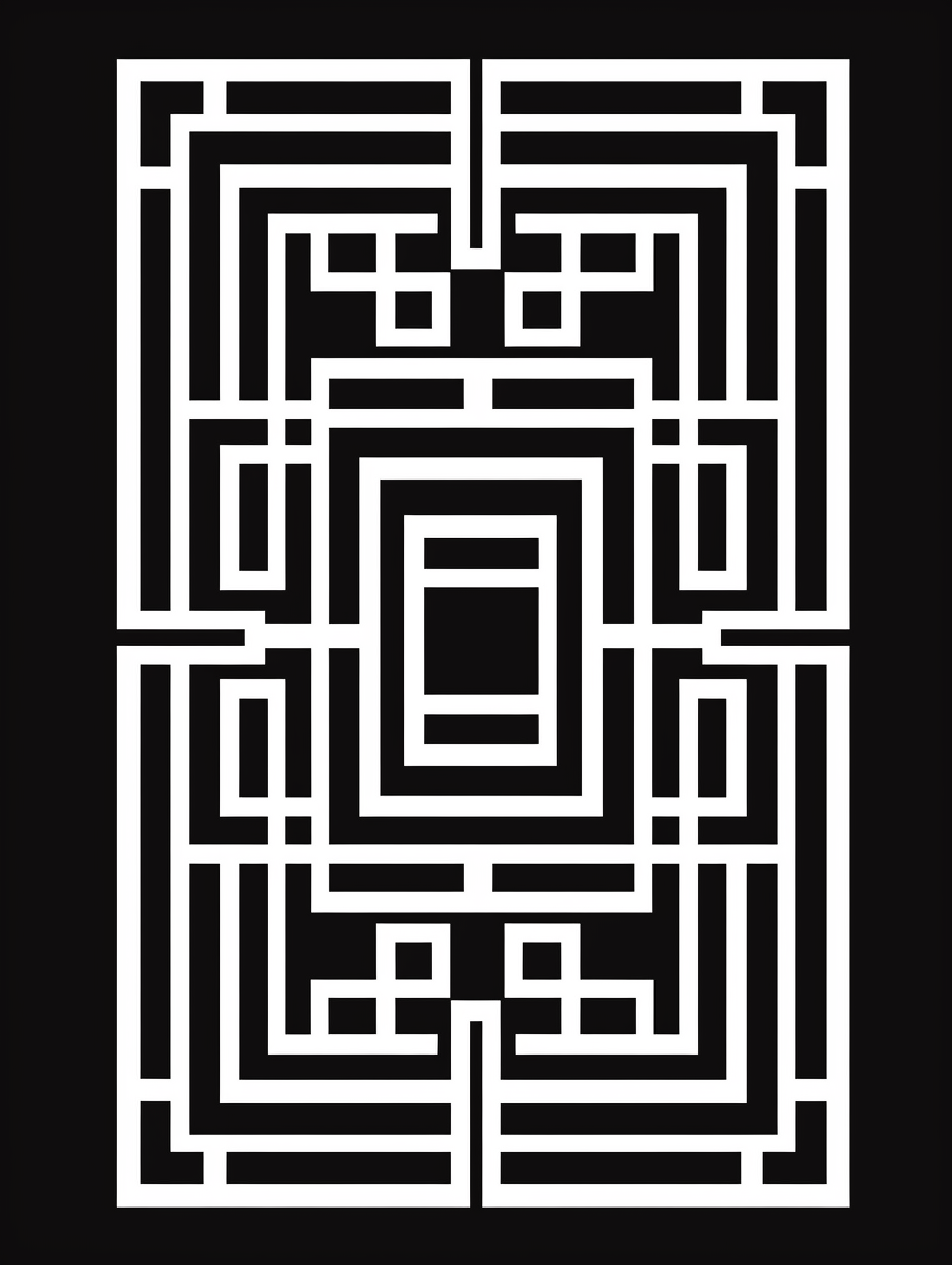 Chinese rectangle design in black and white