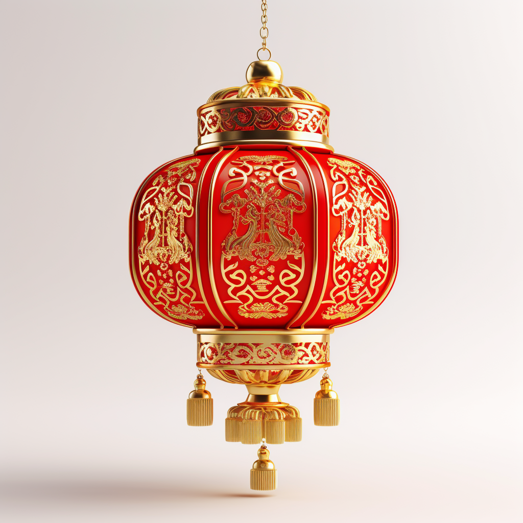 Traditional Chinese Lantern with Gold Designs    (6 words)