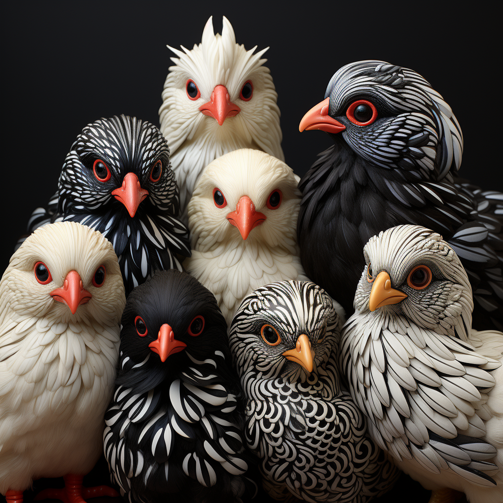 Cute Chinese Silk Chicken with Babies