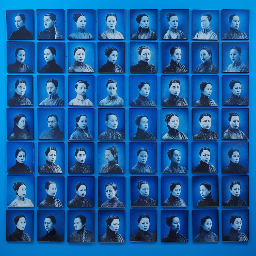 Chinese Square Shape Blue Background