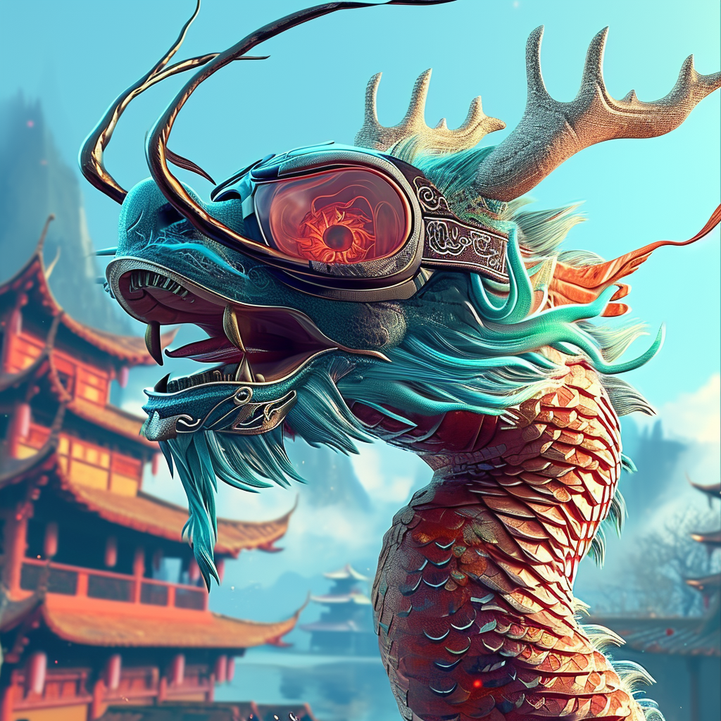 Chinese Style Dragon Playing VR Game