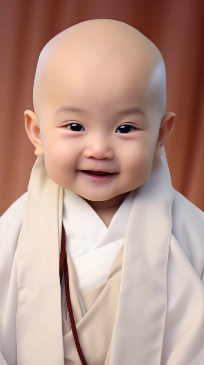 Adorable Chinese monk in festival attire