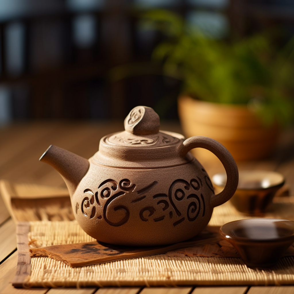 Chinese tea pot Yaozhou kiln infinity carving