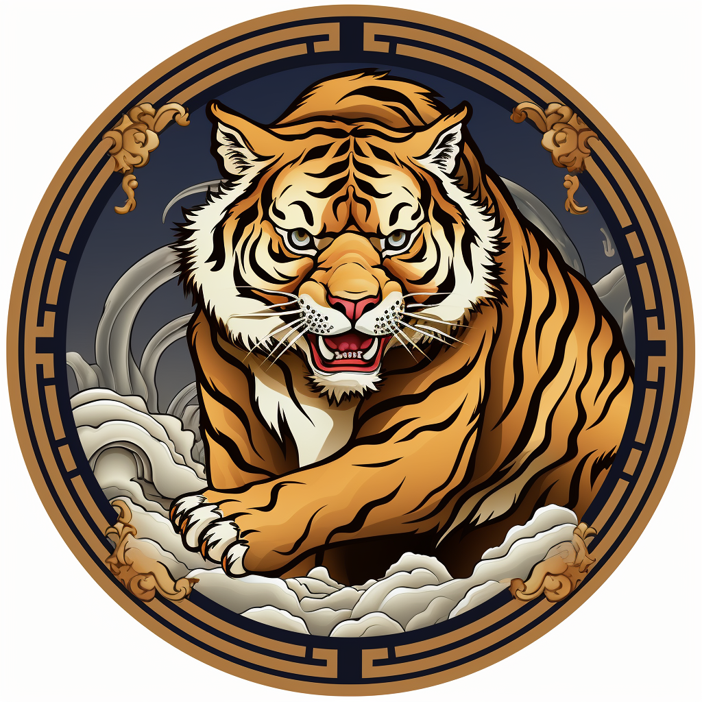 Chinese tiger iconography circle symbol