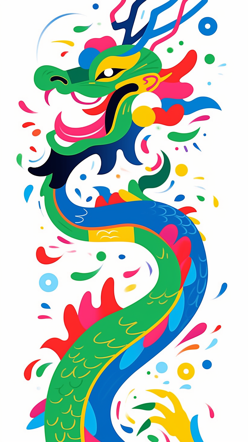 Chinese wind dragon minimalist illustration