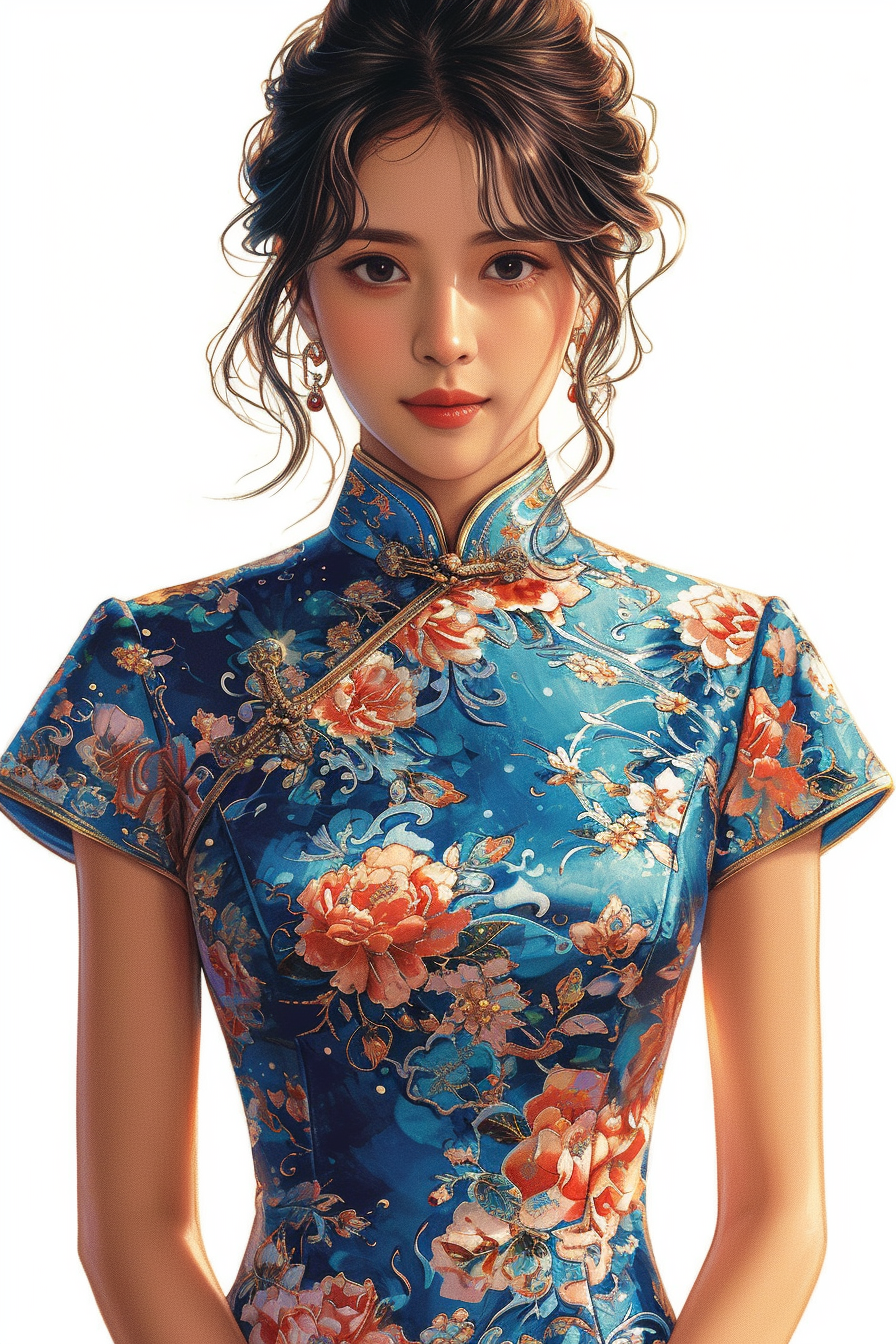 Chinese woman in qipao celebrating New Year