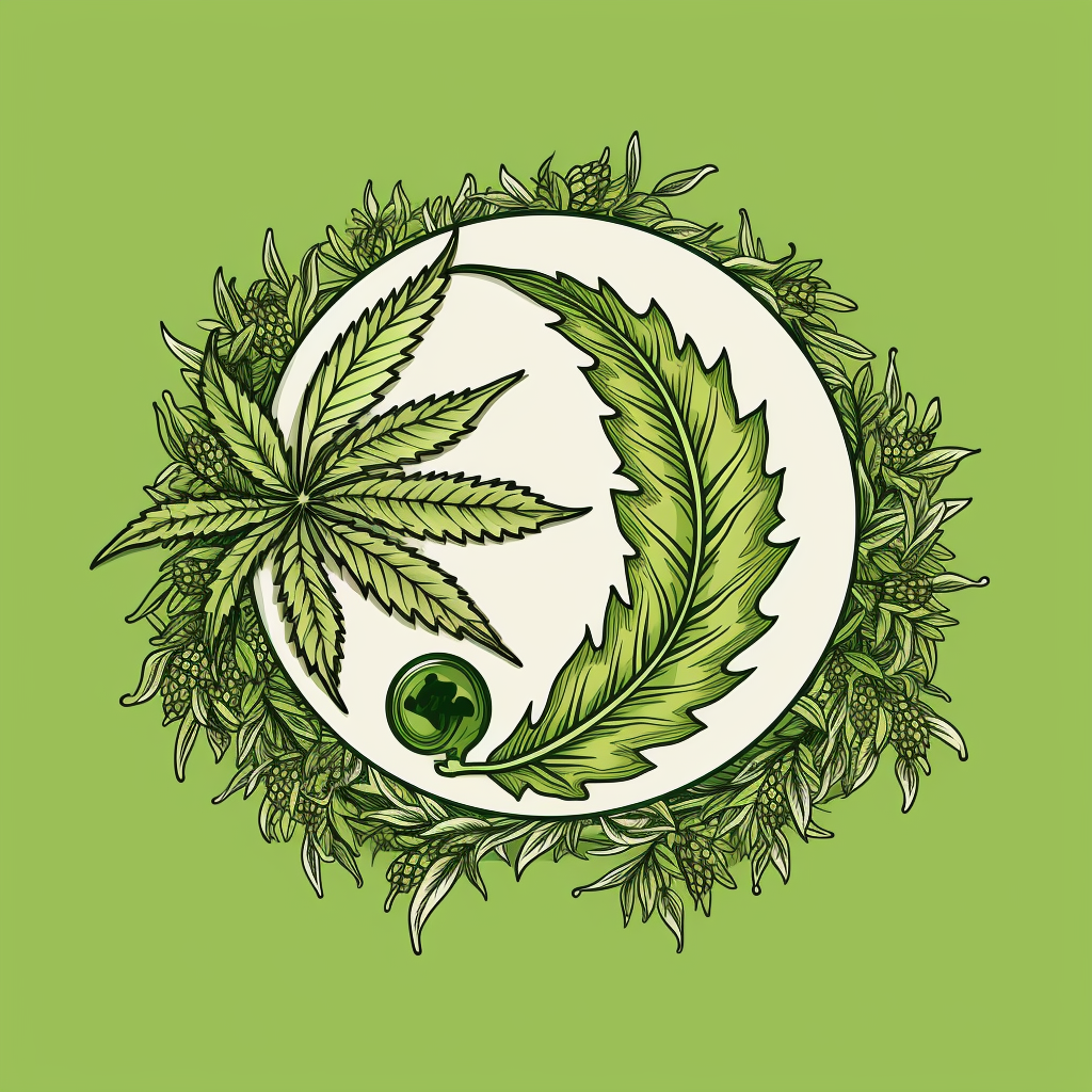 Yin Yang symbol made with cannabis leaves