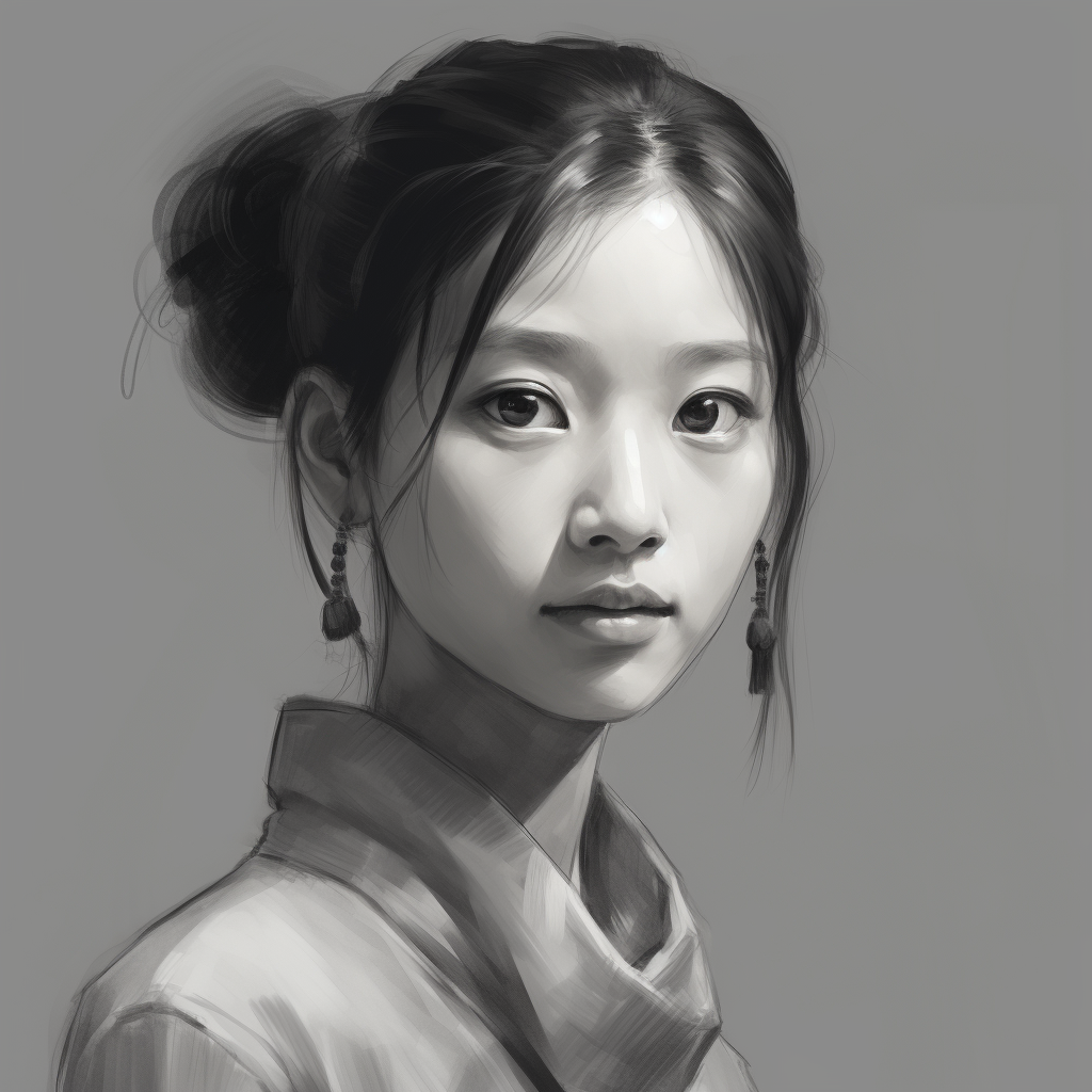 Chinese girl with facial outline breakdown