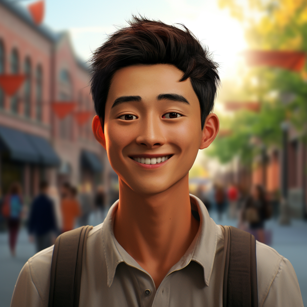 Smiling Chinese Young Man on Campus