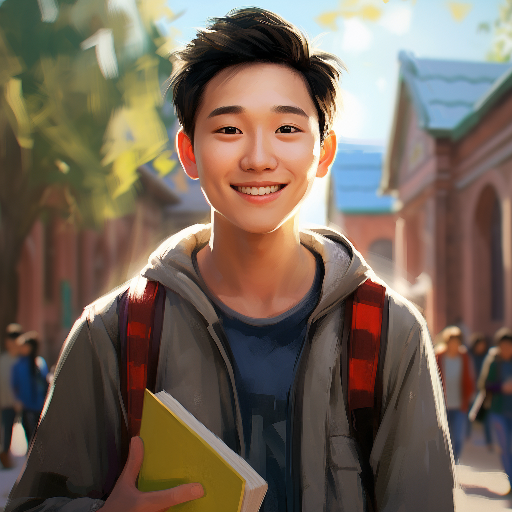 Smiling Chinese Young Man on Campus