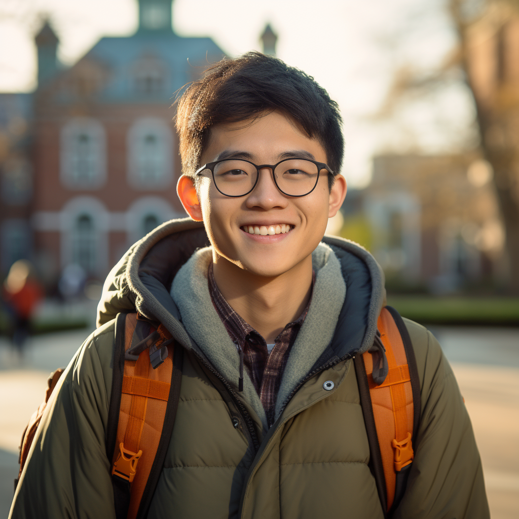 Smiling Chinese Young Man on Campus