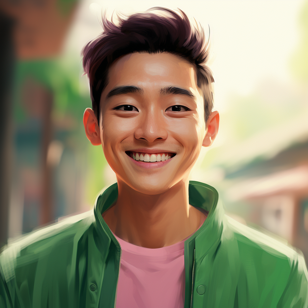 Smiling Chinese Man in Pixar Style