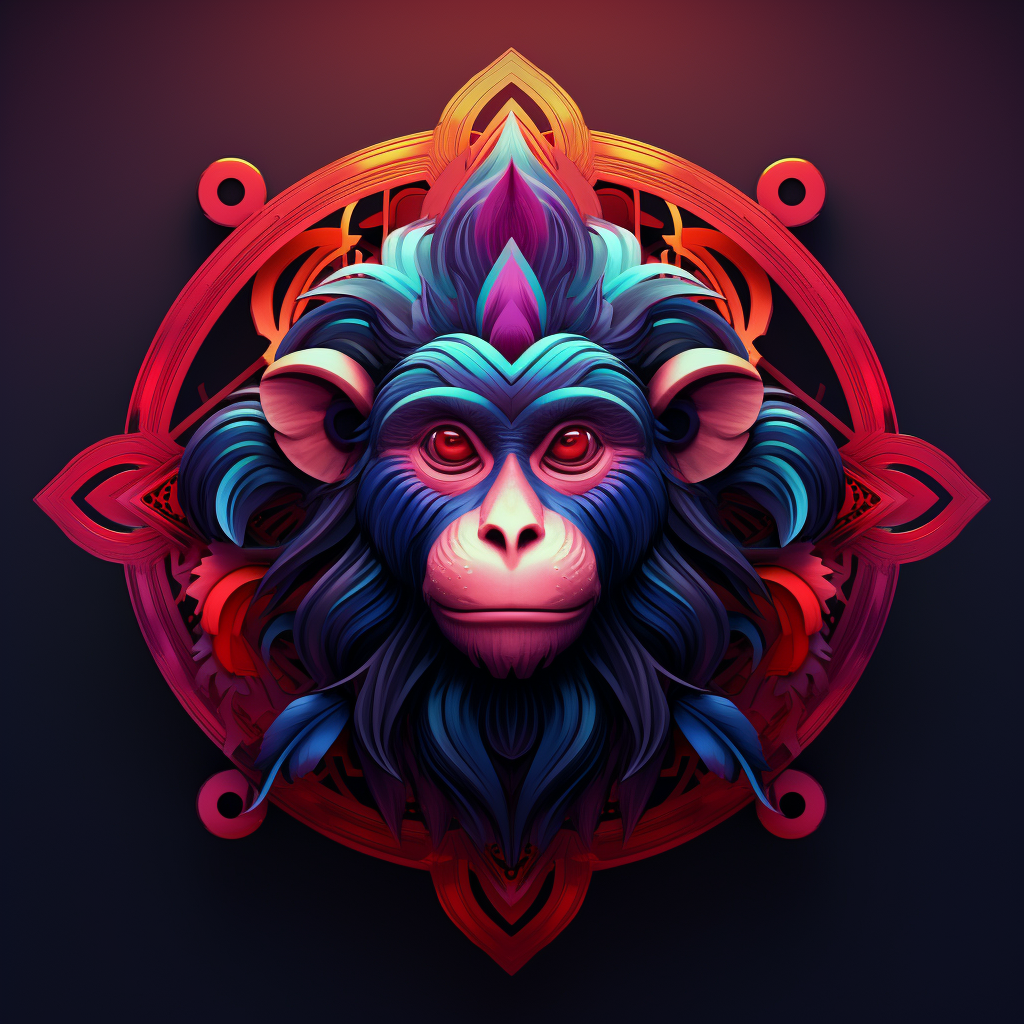 Vector illustration of Chinese wood monkey