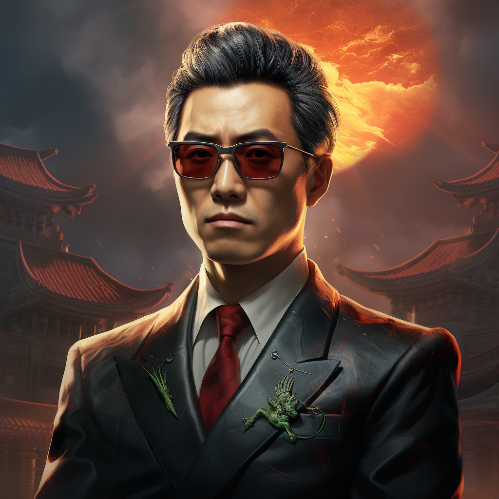 Digital Art of Chinese Hero with Glasses