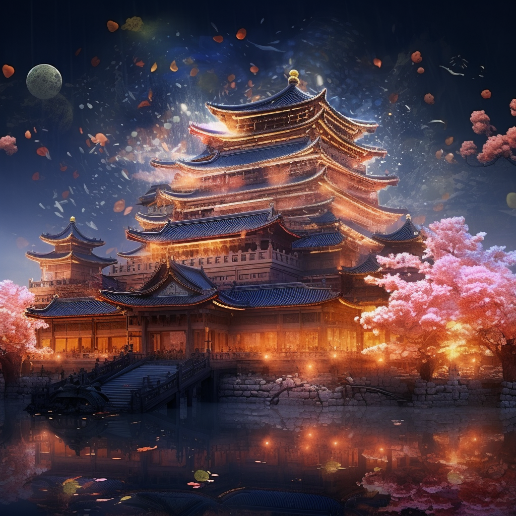 Chinese night festival, beautiful palace image