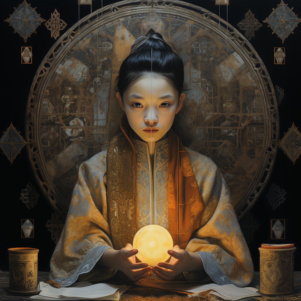 Chinese oracle fortune teller reading future