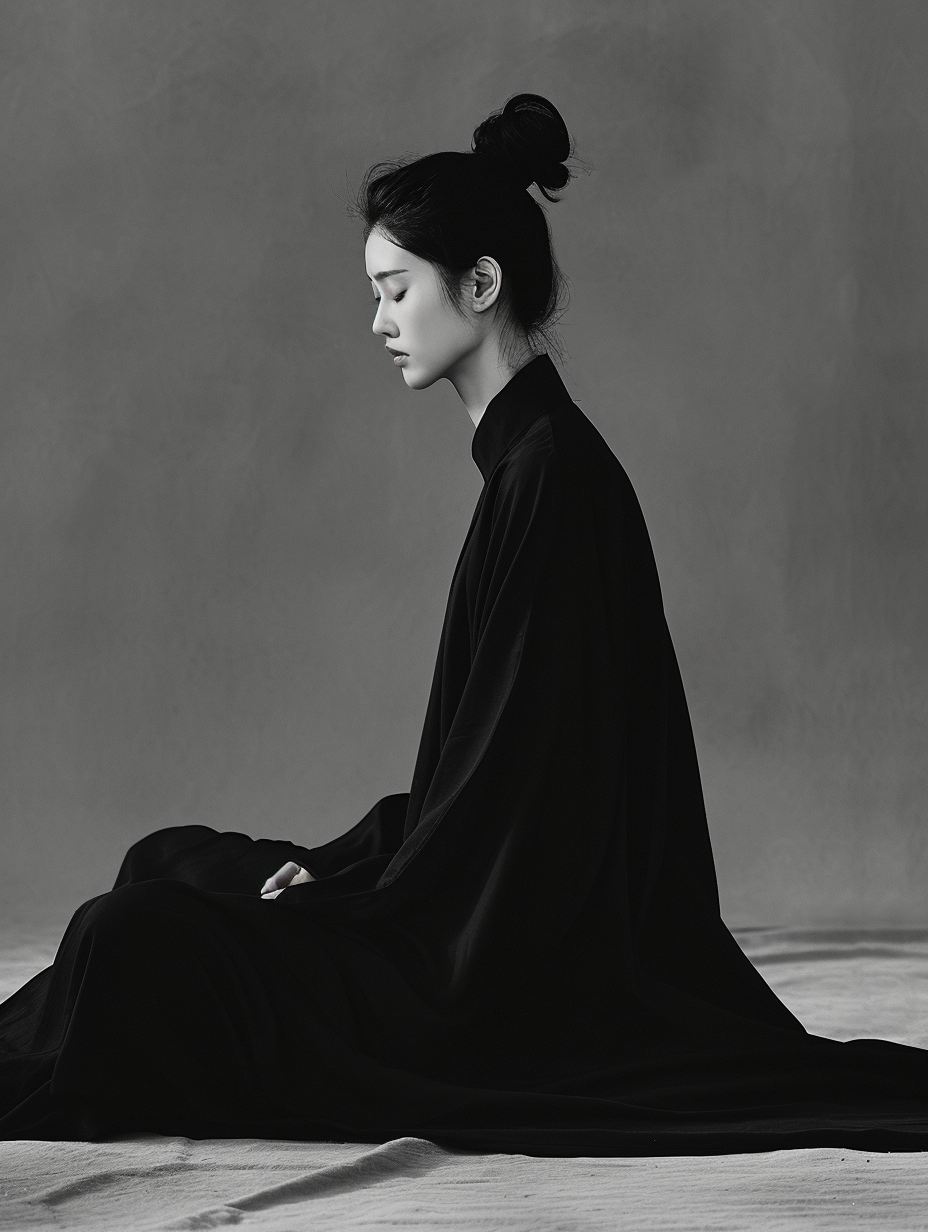 Chinese Zen Fashion in Natural Black and White