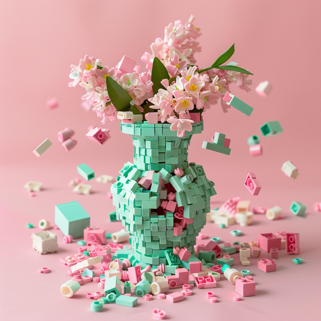 Chipped vase made from LEGO