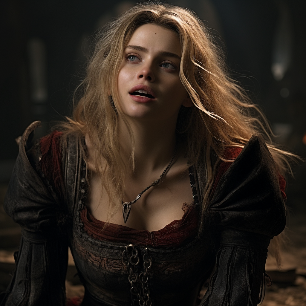 Chloe Grace Moretz as a vampire with detailed fangs