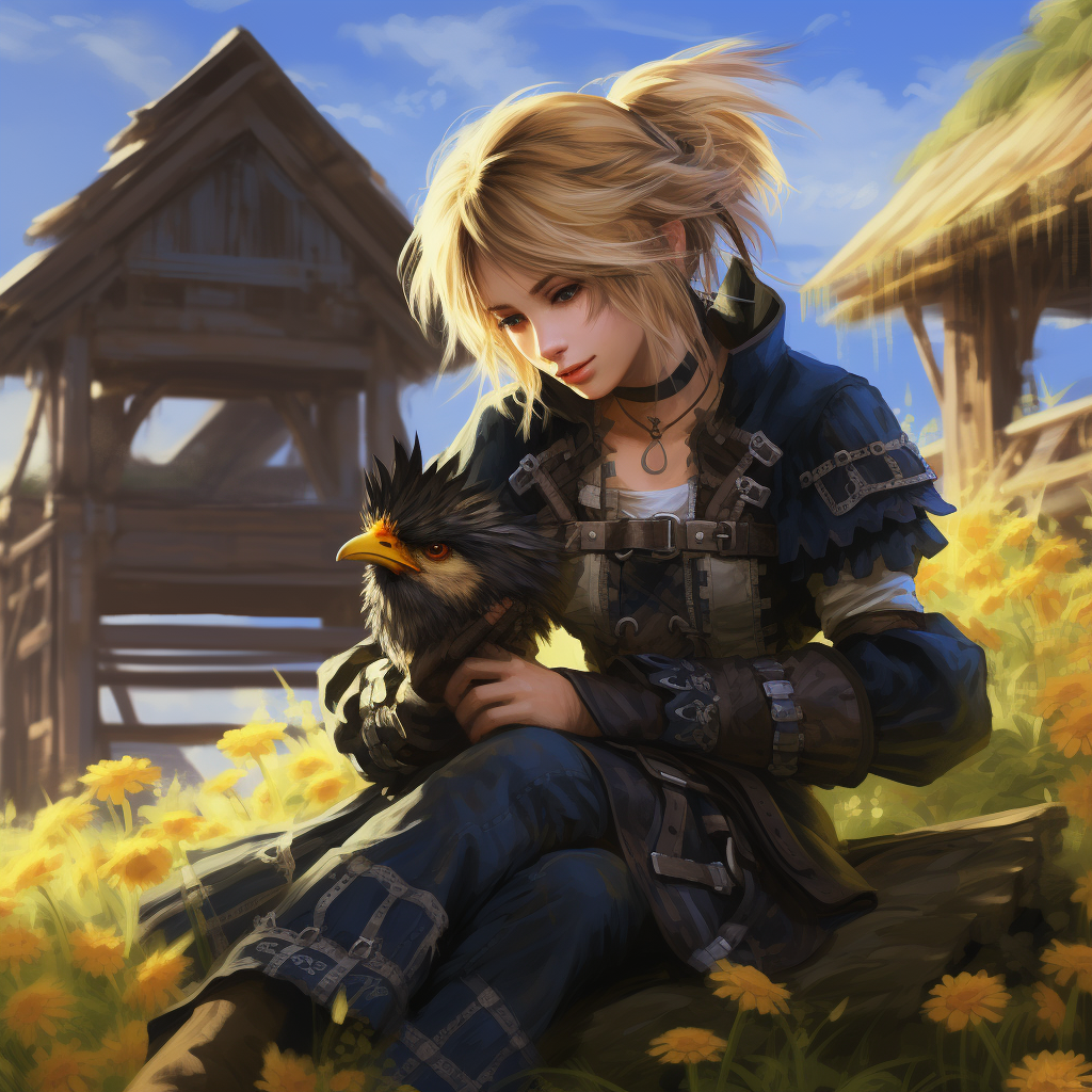 Chocobo Trainer and Chocobo in Final Fantasy