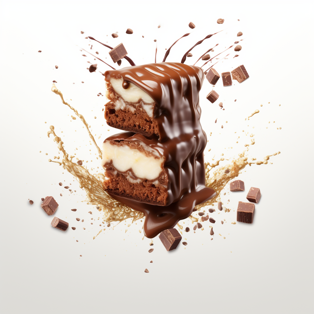 Creamy Chocolat Bar Exploding on White Background