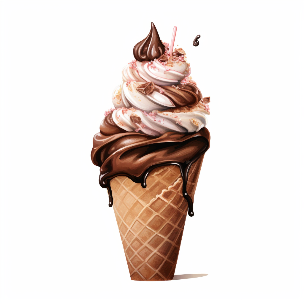 Chocolate-filled ice cream cone