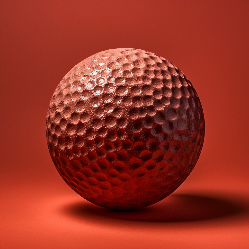 Super realistic chocolate golf ball on red background