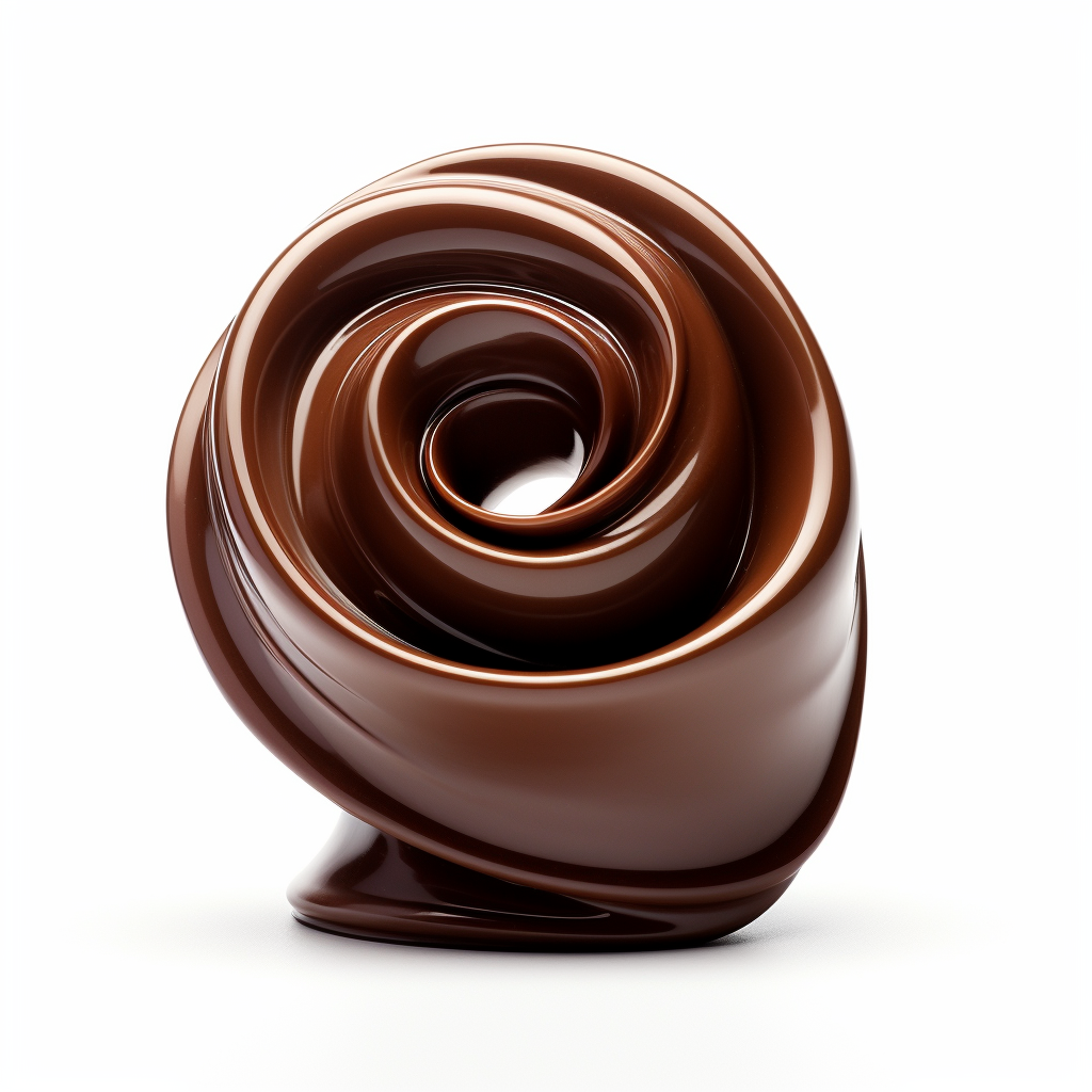 Glossy chocolate spiral isolated on white.