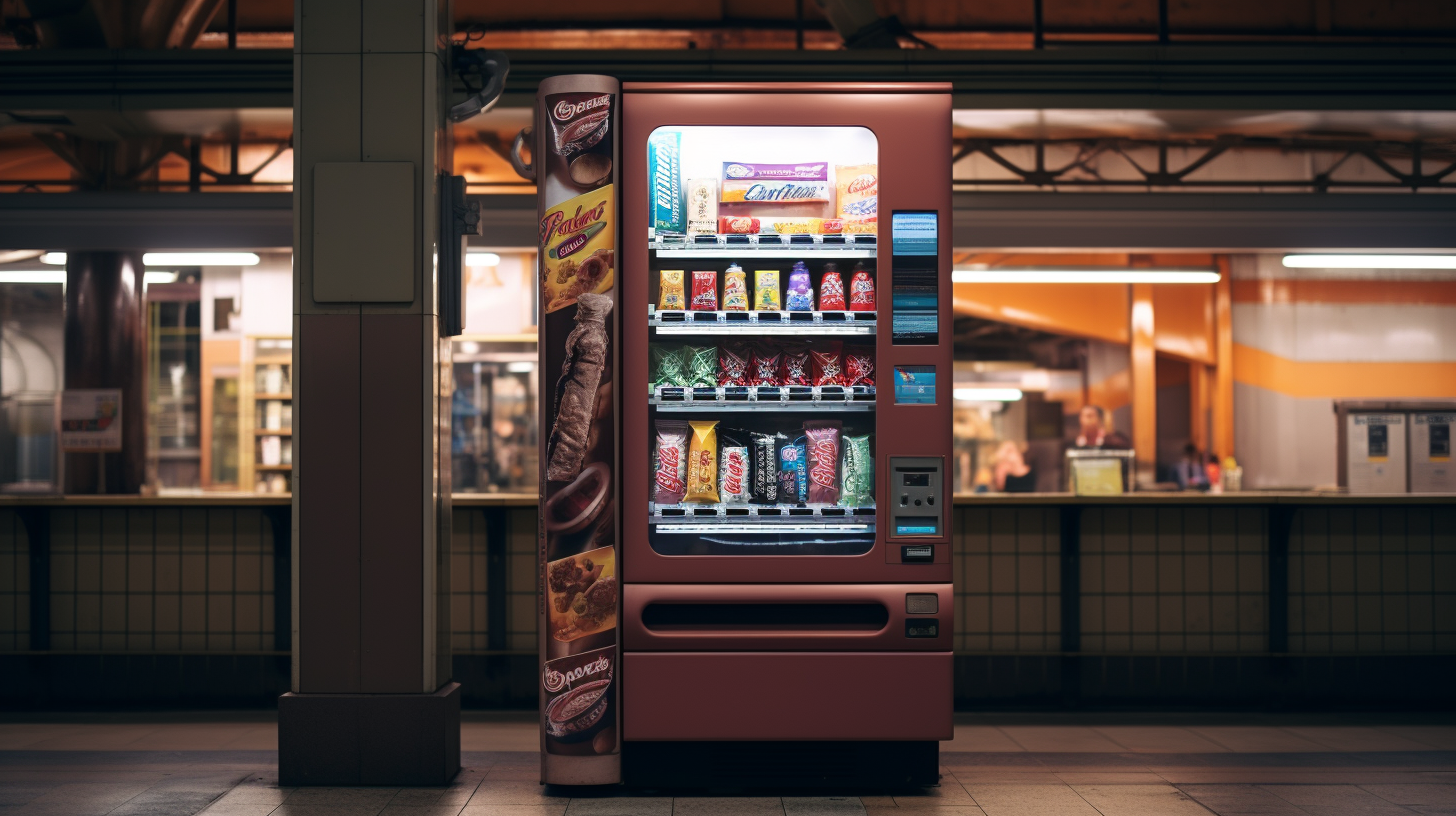 Front view of chocolate vending machine