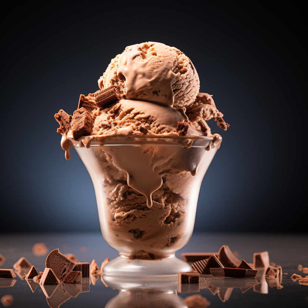 Chocolate ice cream cup with cookies