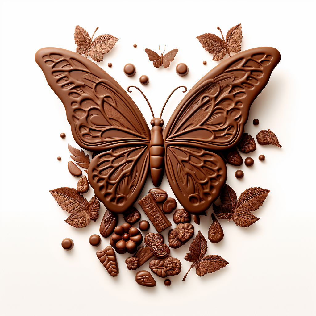 Logo with butterflies, chesnuts, and acorns in nature.