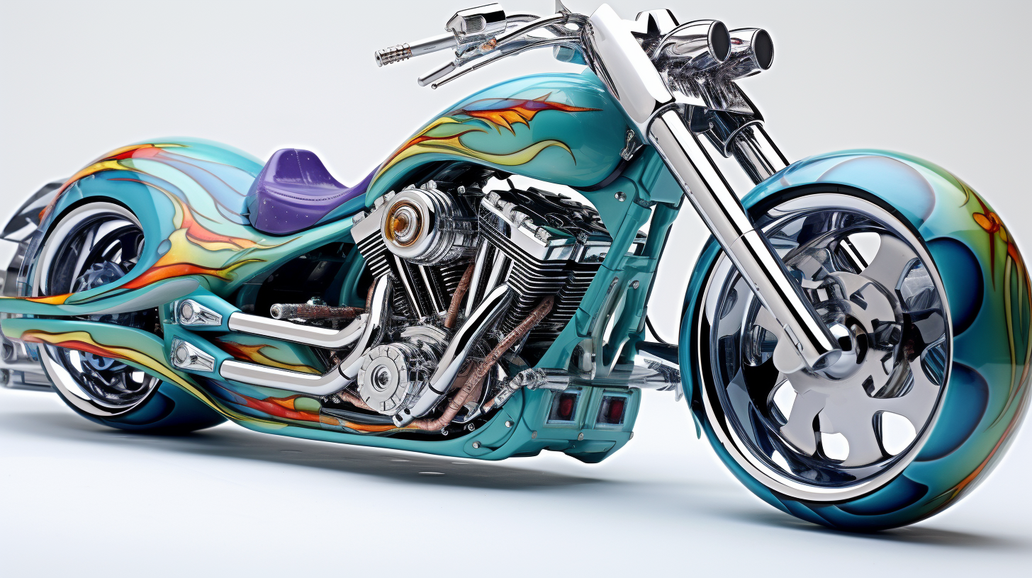 A sleek chopper motorcycle with hot wheels style