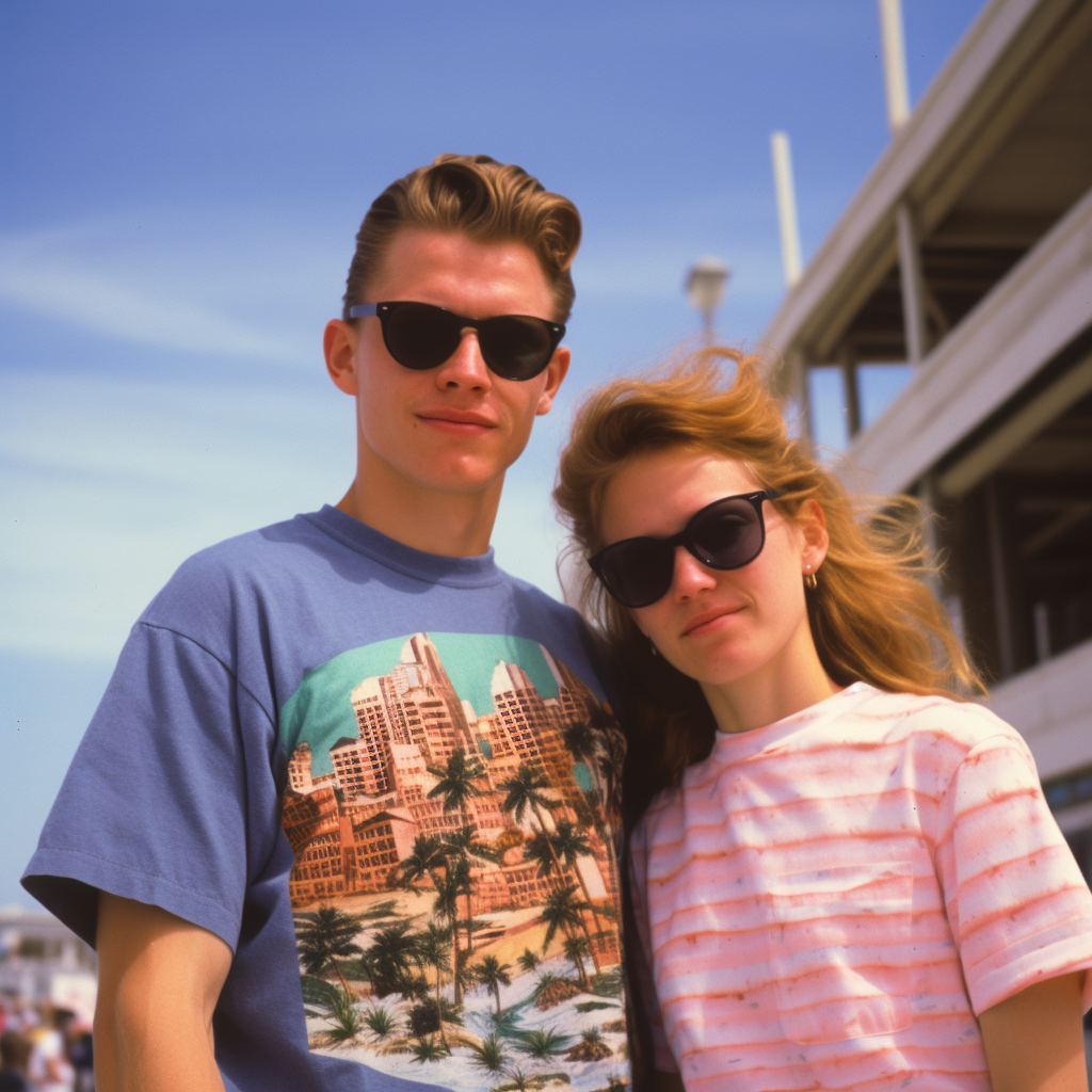 Couple enjoying Daytona Beach in the early 90s