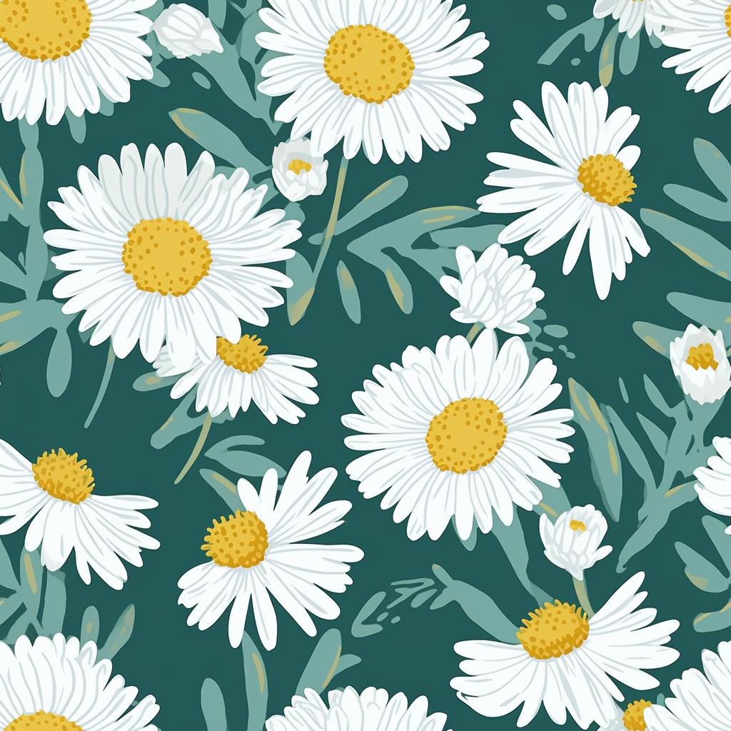 Handdrawn chrisanthemum flower on teal backdrop