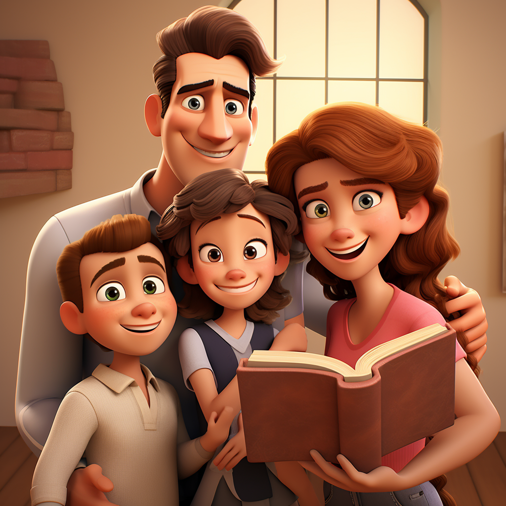 Christian family holding the Bible