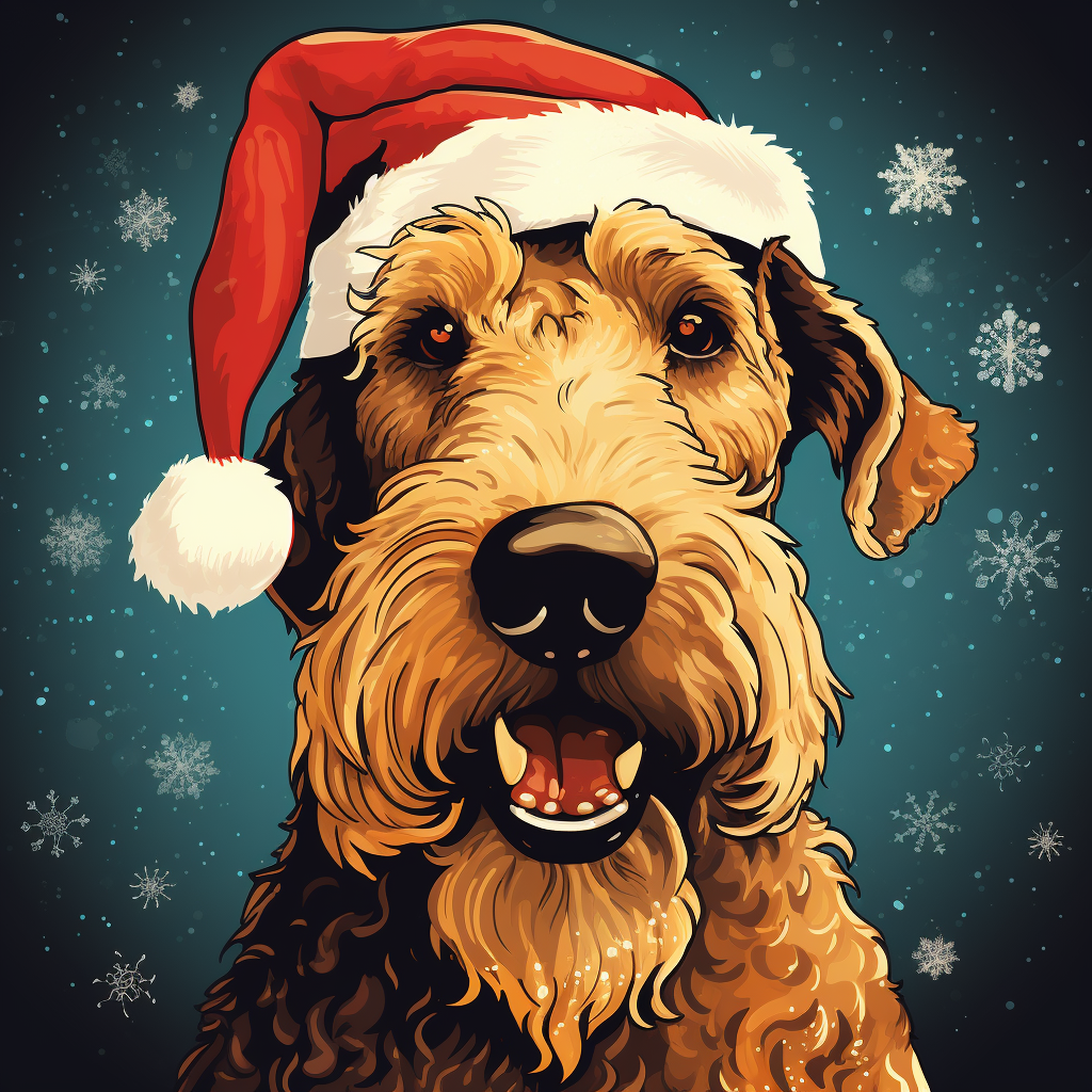 Airedale Terrier in Christmas Graphic Novel Art