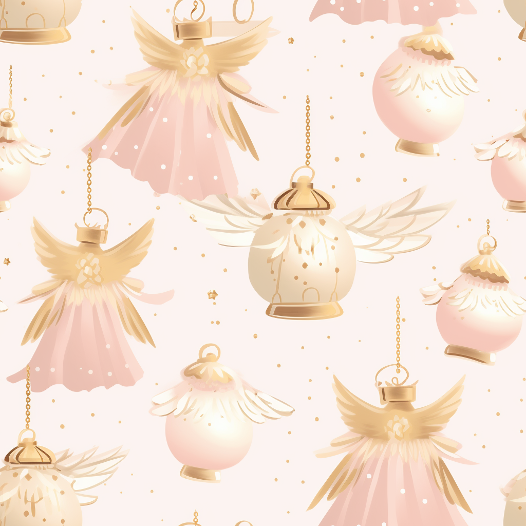 Christmas angels and golden bells pattern