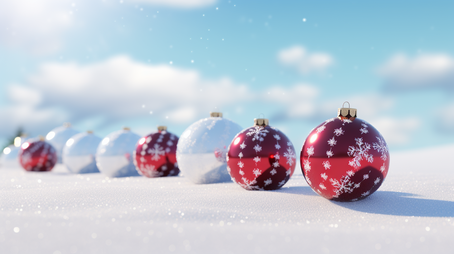 Beautiful Christmas Baubles in the Snow