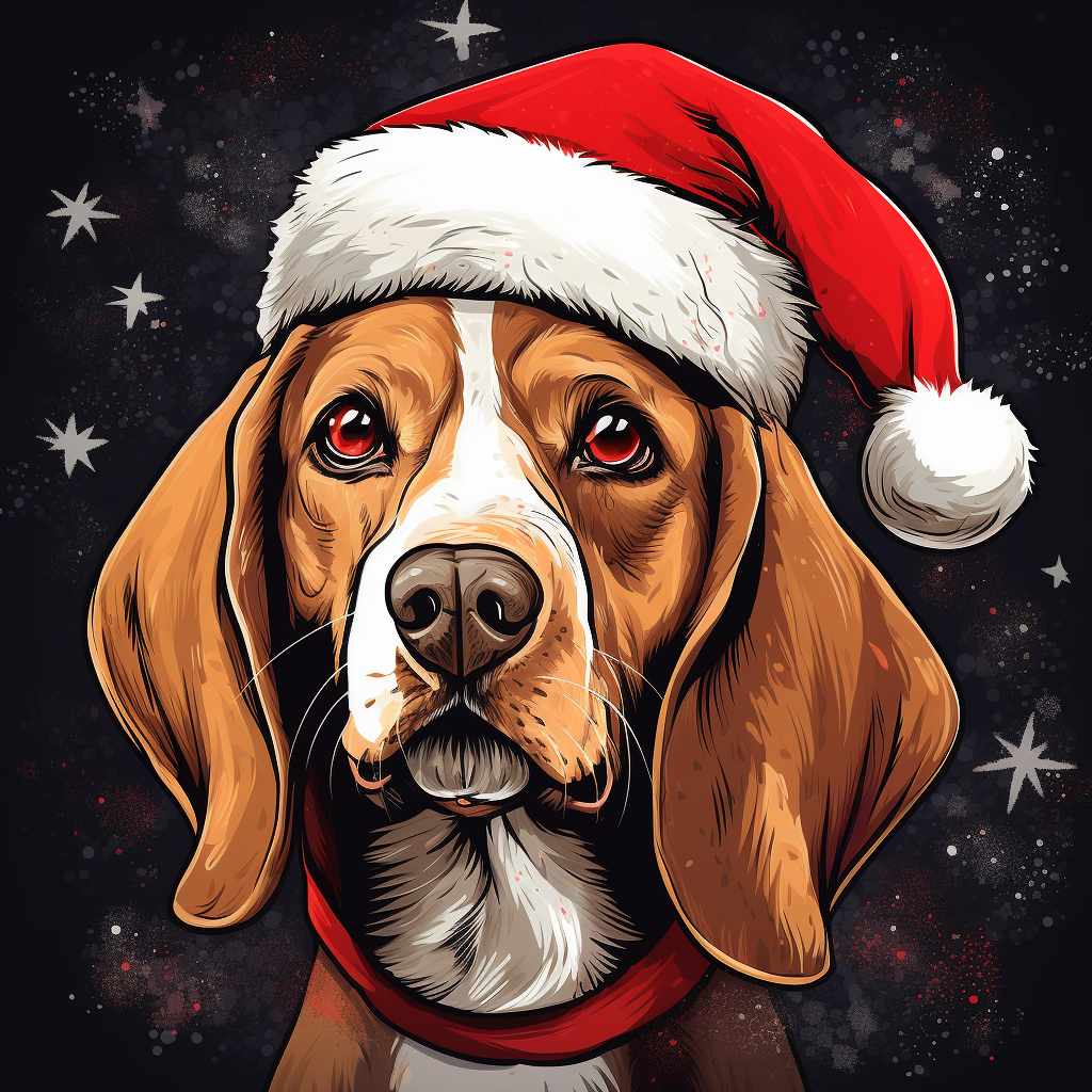 Christmas Beagle in Graphic Novel Art