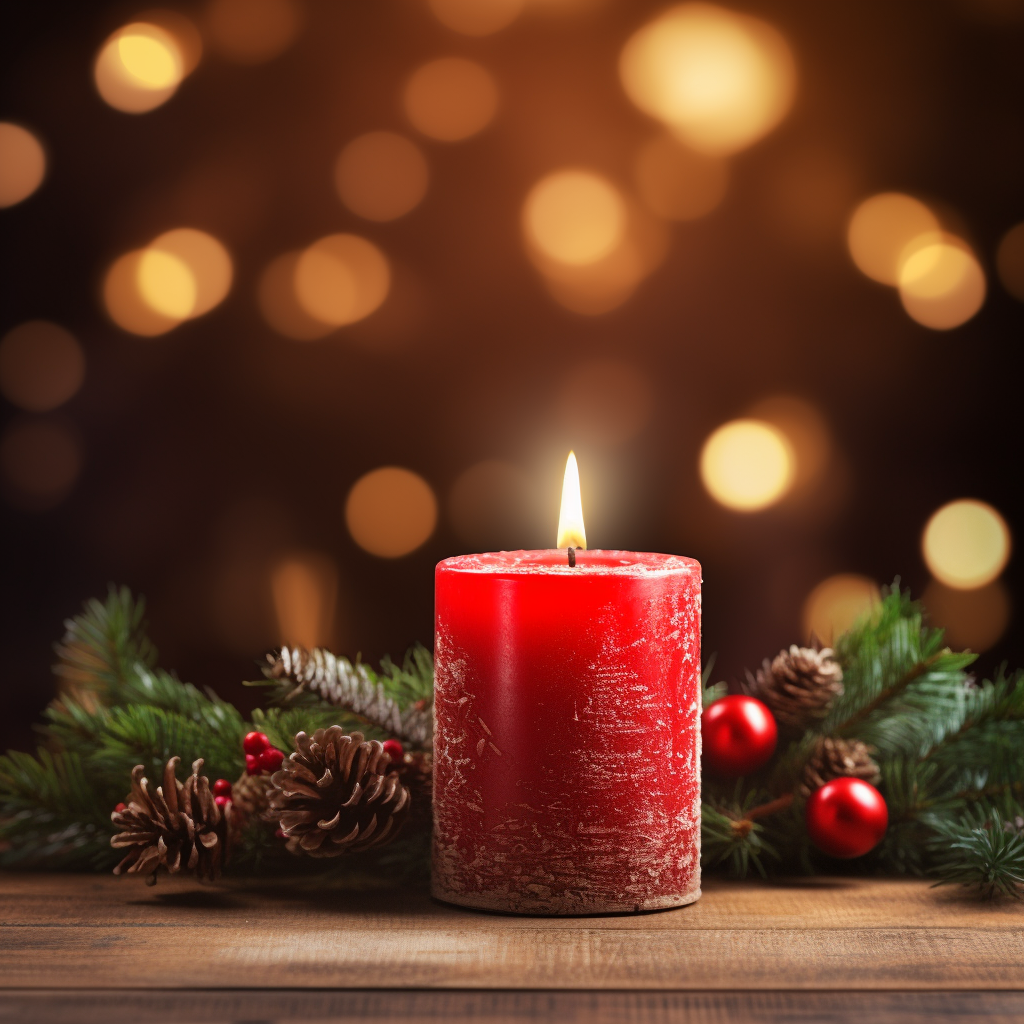 Festive Christmas Candle Mockup Backdrop